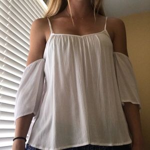 White Cold Shoulder Top